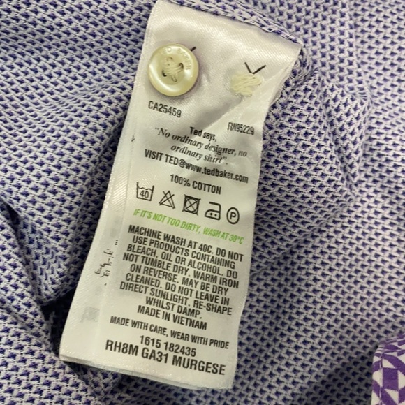 Ted baker endurance Murgese Trim Fit Geometric Dress Shirt In Purple‎ - Picture 7 of 7